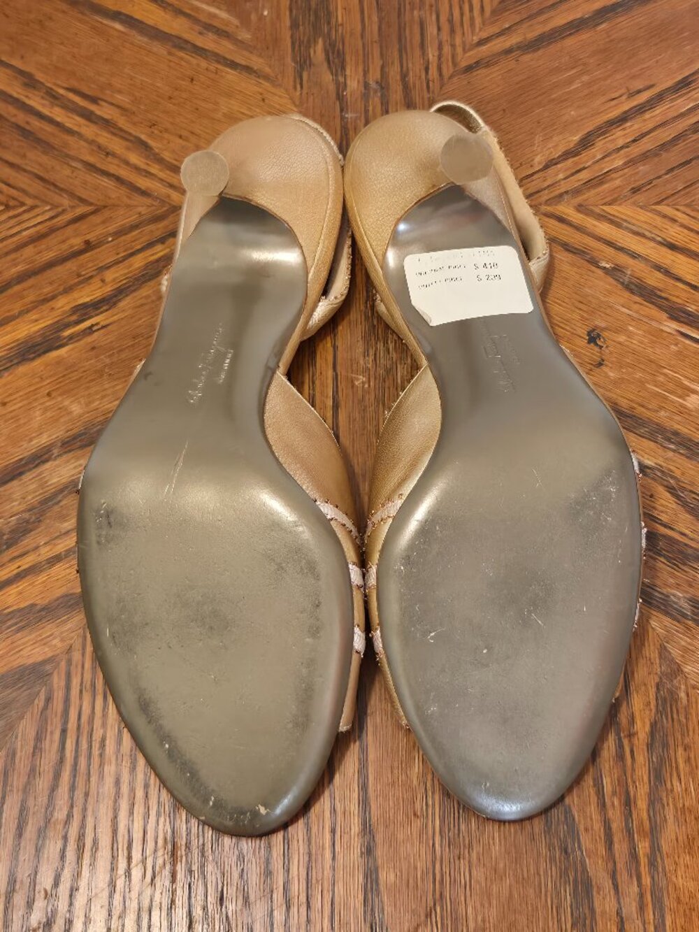 Salvatore Ferragamo Gold Metallic Slingback Sandals Size 7B Made in Italy - Picture 7 of 7